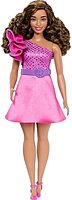 Barbie Fashionistas Doll Curvy Body Type with Brown Hair, Pink Sparkly Dress & Accessories,