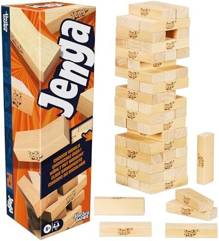 Official Hasbro Games Jenga Game| Original Wood Block Game | Stacking Tower | Ages 6+