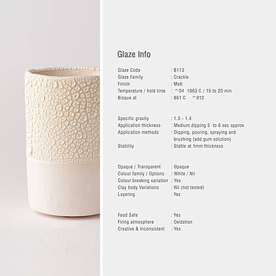 Sara Low Fire Crackle White B113