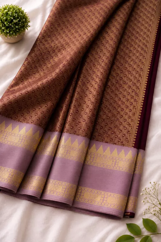 Banarasi soft silk wine