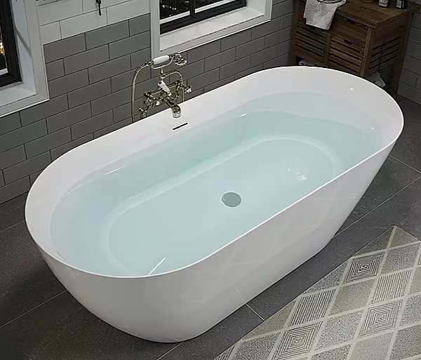 60" Acrylic Freestanding Soaker Tub - Matte Black Drain Cover