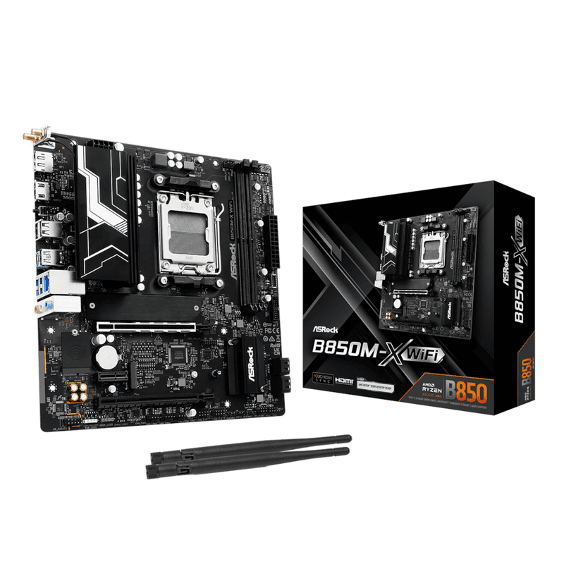 ASRock B850M-X WiFi AM5 Micro ATX Motherboard (DDR5, PCIe 5.0, Wi-Fi 6E)