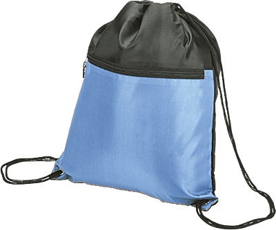 Drawstring Sport Bag with Zip Pocket 210D