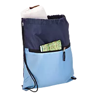 Drawstring Sport Bag with Zip Pocket 210D