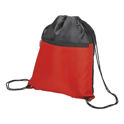 Drawstring Sport Bag with Zip Pocket 210D