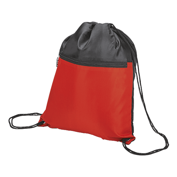 Drawstring Sport Bag with Zip Pocket 210D