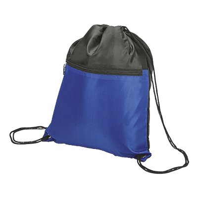 Drawstring Sport Bag with Zip Pocket 210D
