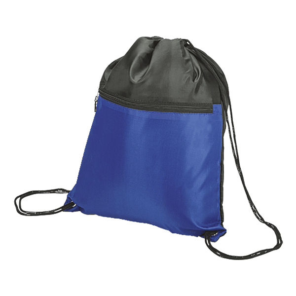 Drawstring Sport Bag with Zip Pocket 210D