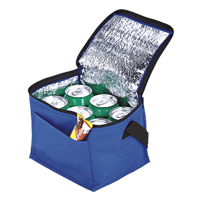 6 Can Cooler with Foil Liner and Pocket Non-Woven Foil Linin