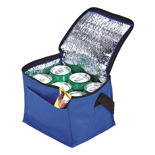 6 Can Cooler with Foil Liner and Pocket Non-Woven Foil Linin