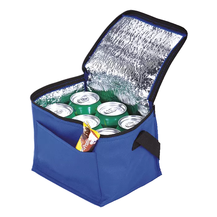 6 Can Cooler with Foil Liner and Pocket Non-Woven Foil Linin