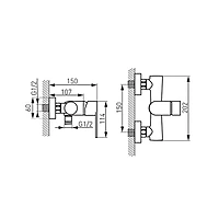 WALL MOUNTED SHOWER MIXER CHROME-ALGEO