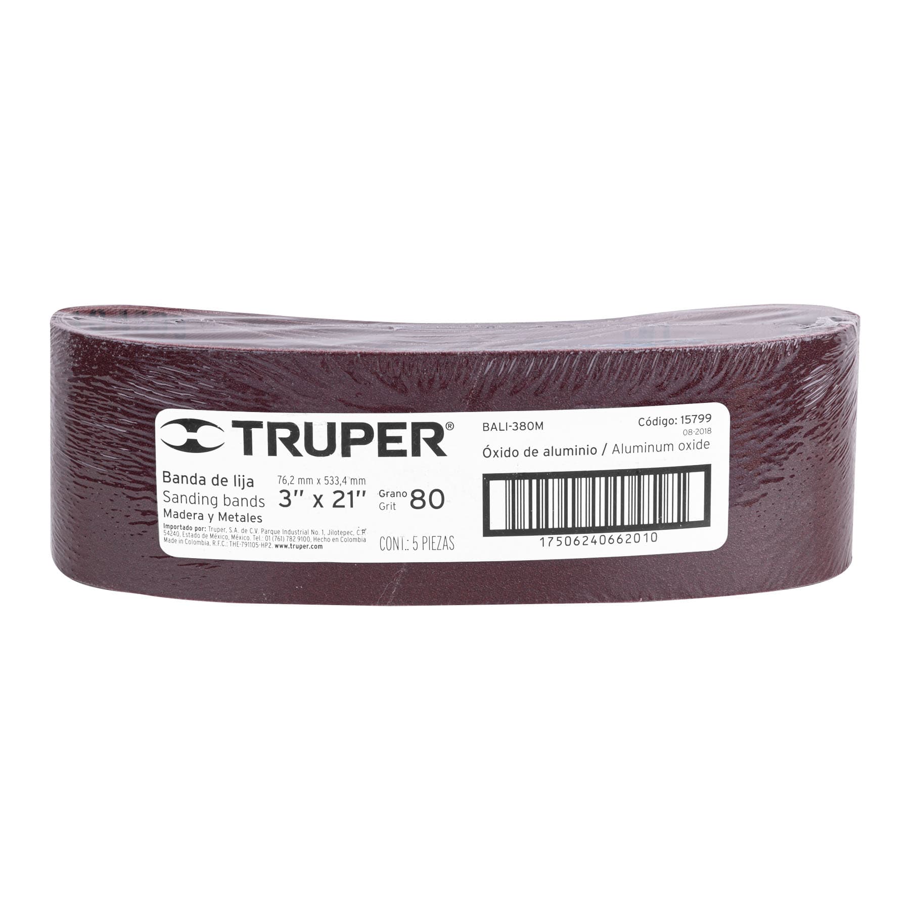 Banda de lija para madera 3x21' grano 80 - BALI-380M / 15799