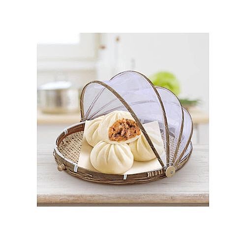 BAMBOO FOOD SERVING TENT BASKET WITH COVER - FOR STORAGE, KITCHEN ACCESORIES AND FRUIT