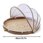 BAMBOO FOOD SERVING TENT BASKET WITH COVER - FOR STORAGE, KITCHEN ACCESORIES AND FRUIT