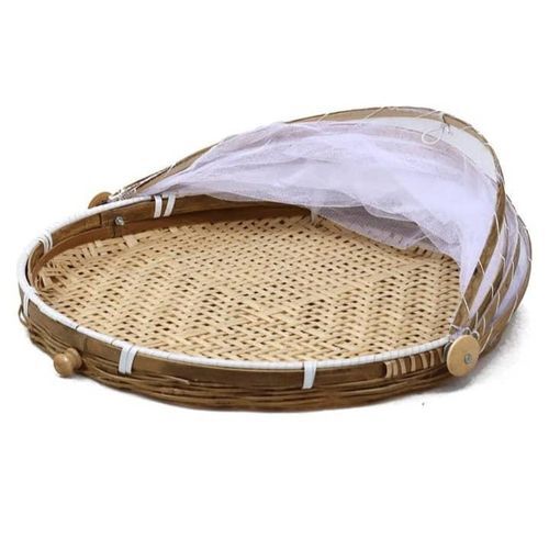 BAMBOO FOOD SERVING TENT BASKET WITH COVER - FOR STORAGE, KITCHEN ACCESORIES AND FRUIT