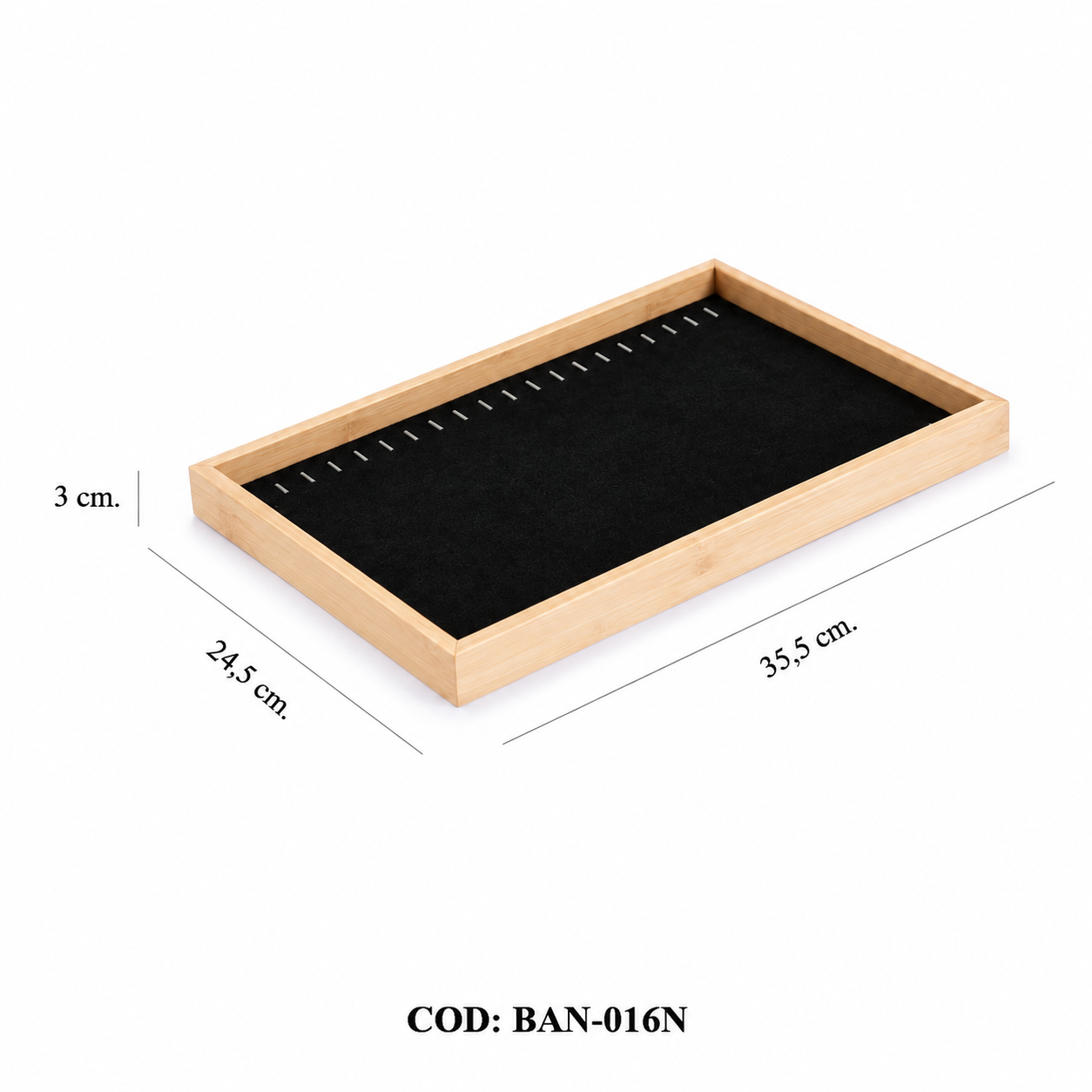 EXHIBIDOR DE BANDEJA PARA PULSERAS / CADENAS INTERIOR NEGRO CON BASE DE MADERA - (ALJ23) EXHIBIDOR DE BANDEJA PARA PULSERAS / CADENAS INTERIOR NEGRO CON BASE DE MADERA - (ALJ23)