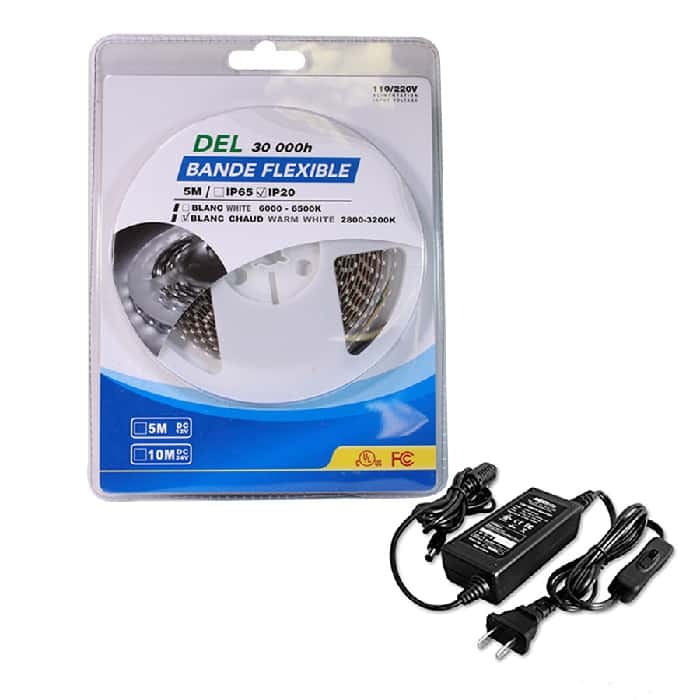 BANDE DEL 120DEL 3528 IP20 BLANC CHAUD
