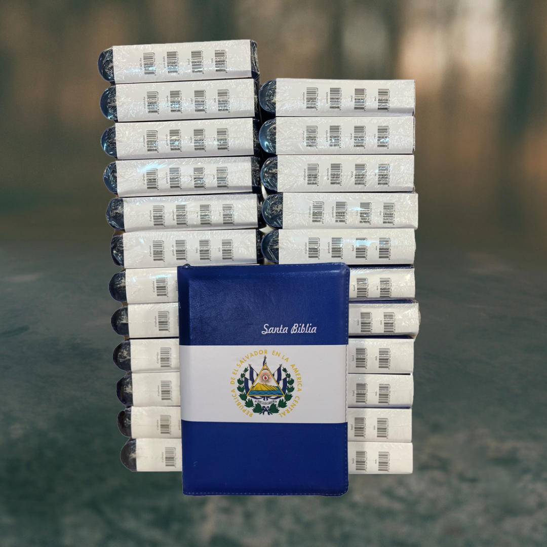 Biblias Manual Bandera de El Salvador / Imitación Piel / Letra Gigante 14 - Caja de 44 unidades