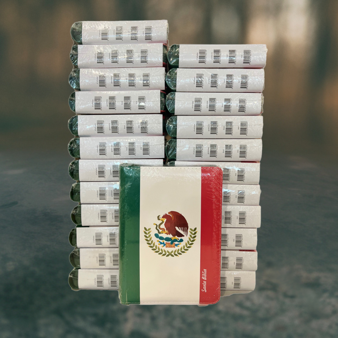 Biblias Manual Bandera de  México /  Imitación Piel /  Letra Gigante 14 - Caja de 44 unidades