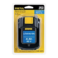 Batería ion litio, 20V, 4 Ah, PRETUL, 28275 - BAT-20P4