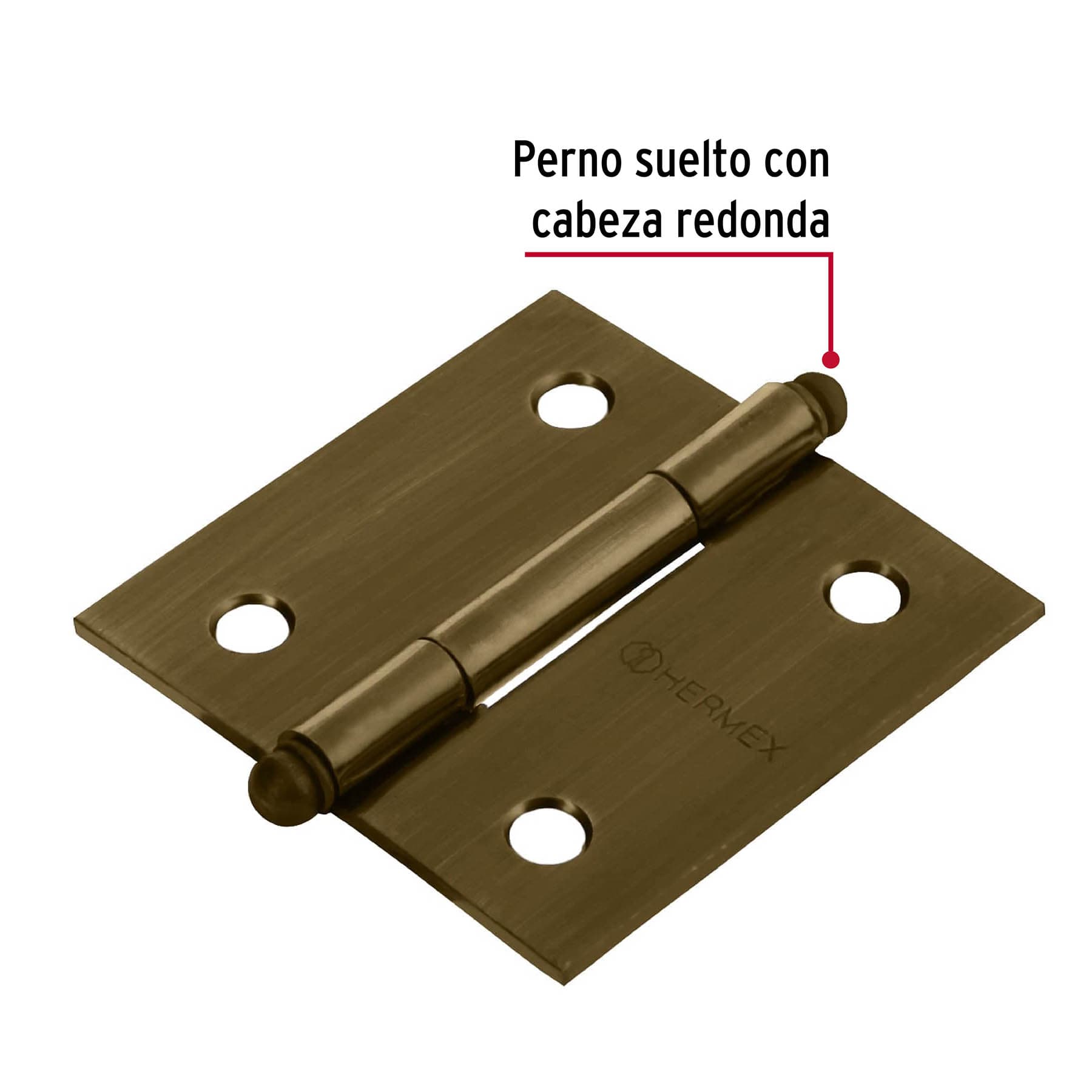 Bisagra cuadrada 2', acero latonado antiguo, redonda - BC-202R / 43244