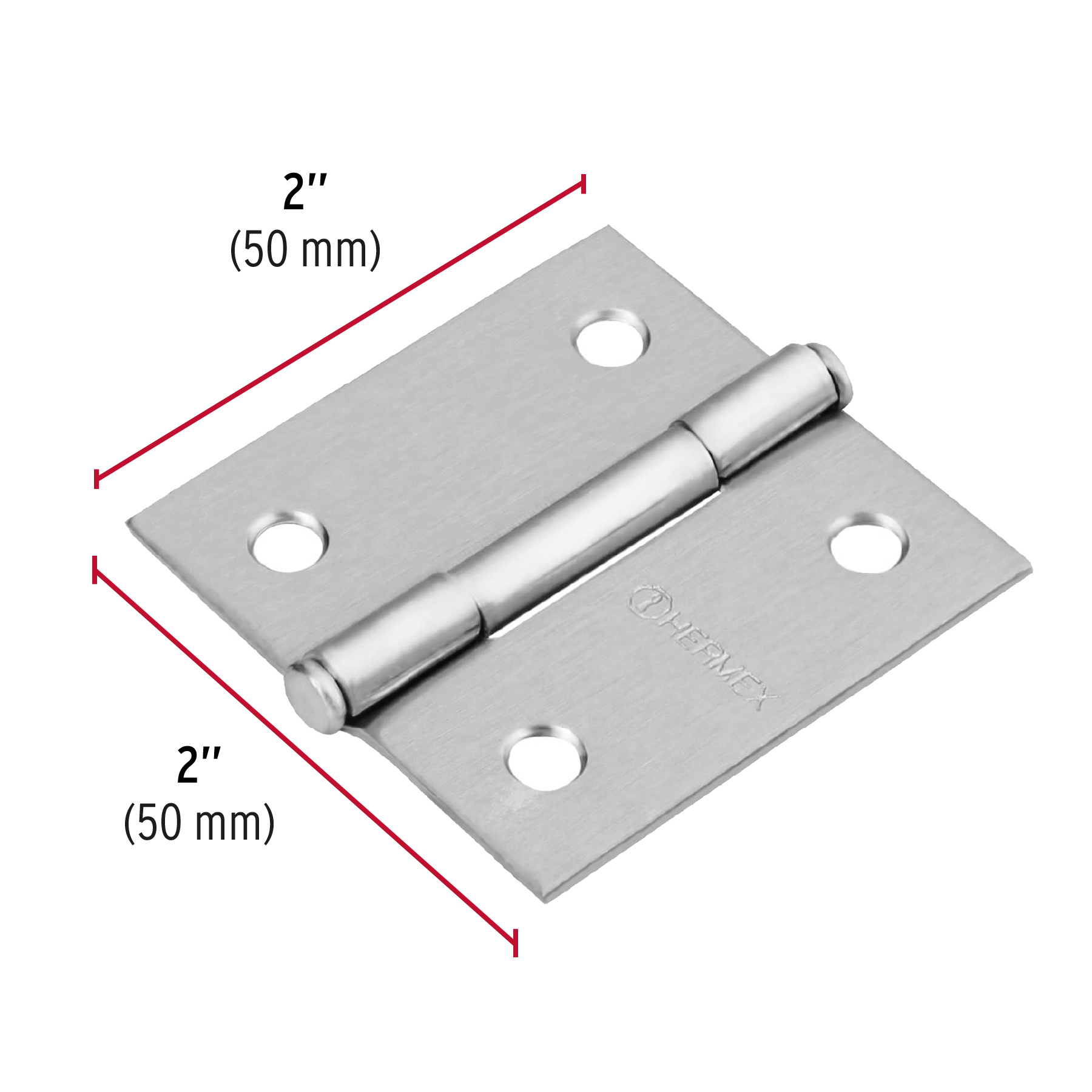 Bisagra cuadrada 2', acero cromo mate, plana - BC-203P / 43259