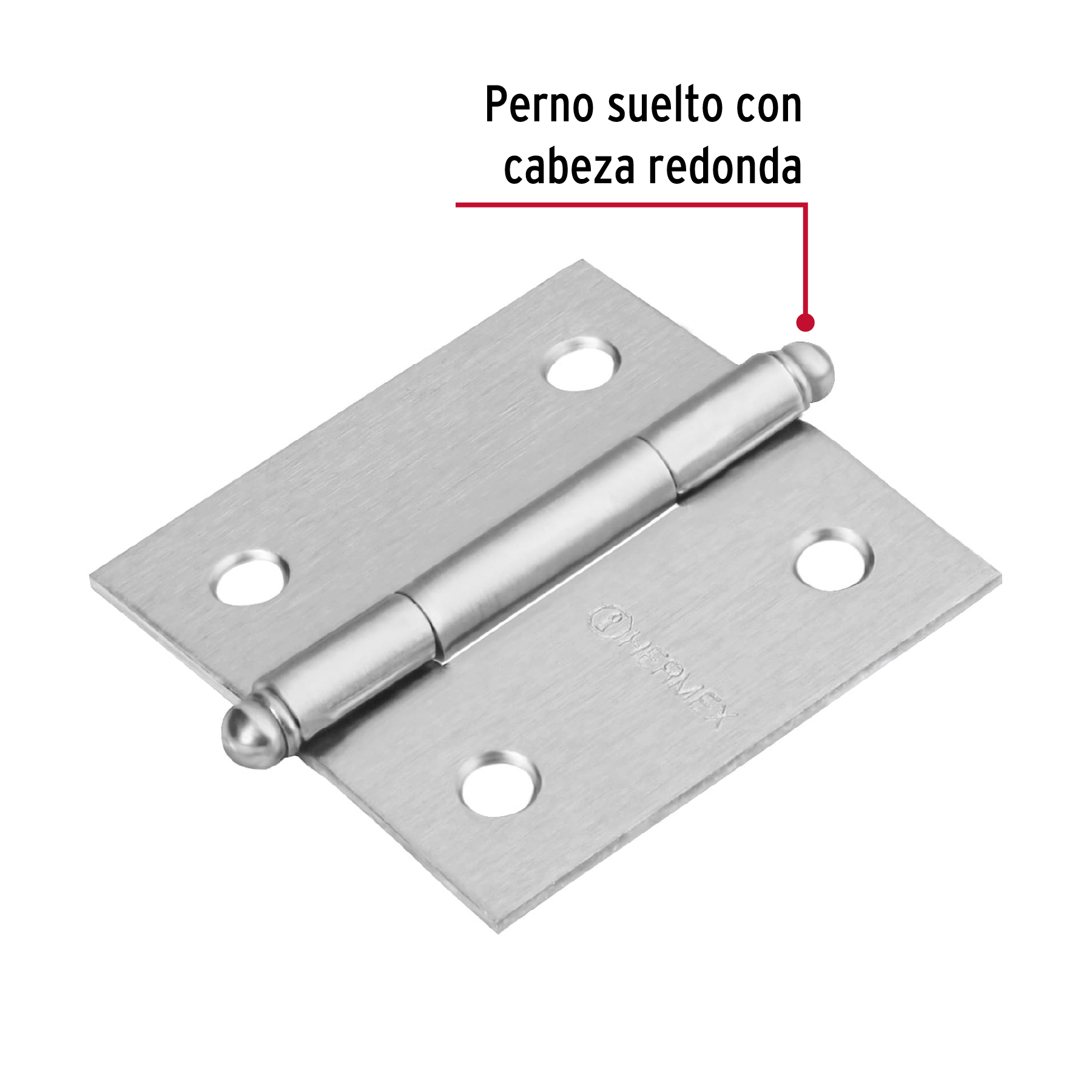 Bisagra cuadrada 2', acero cromo mate, redonda - BC-203R / 43254