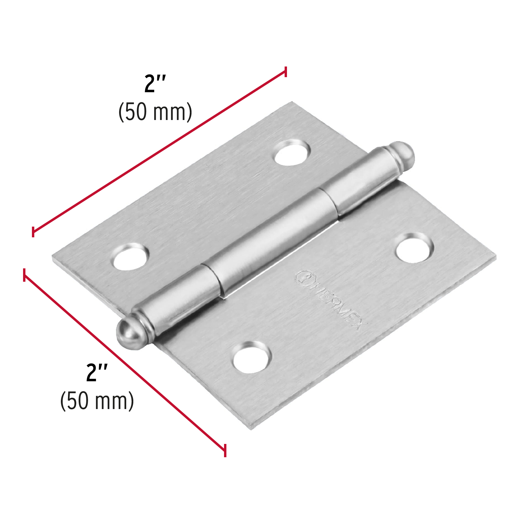 Bisagra cuadrada 2', acero cromo mate, redonda - BC-203R / 43254