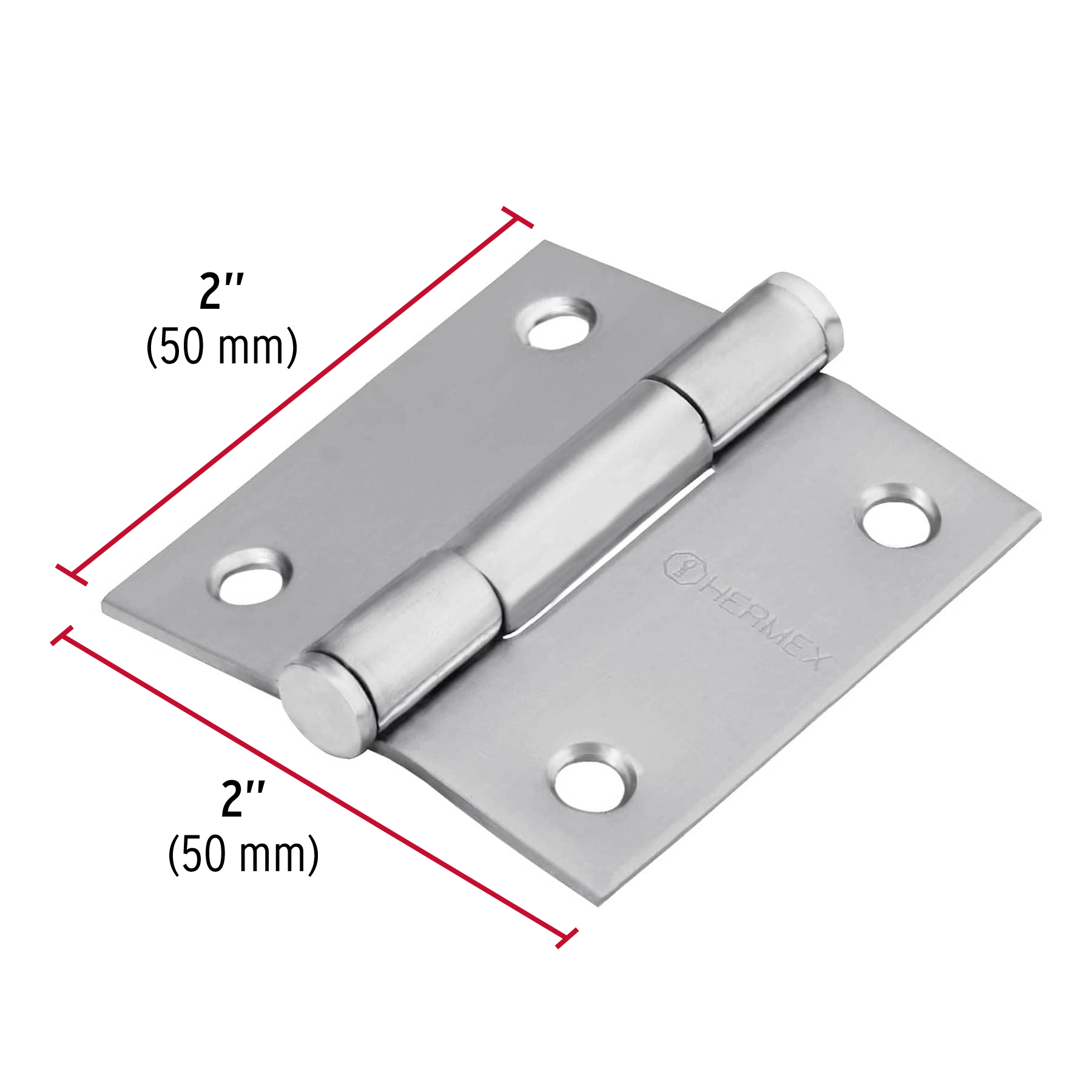 Bisagra cuadrada 2', acero inoxidable, plana - BC-204P / 43225