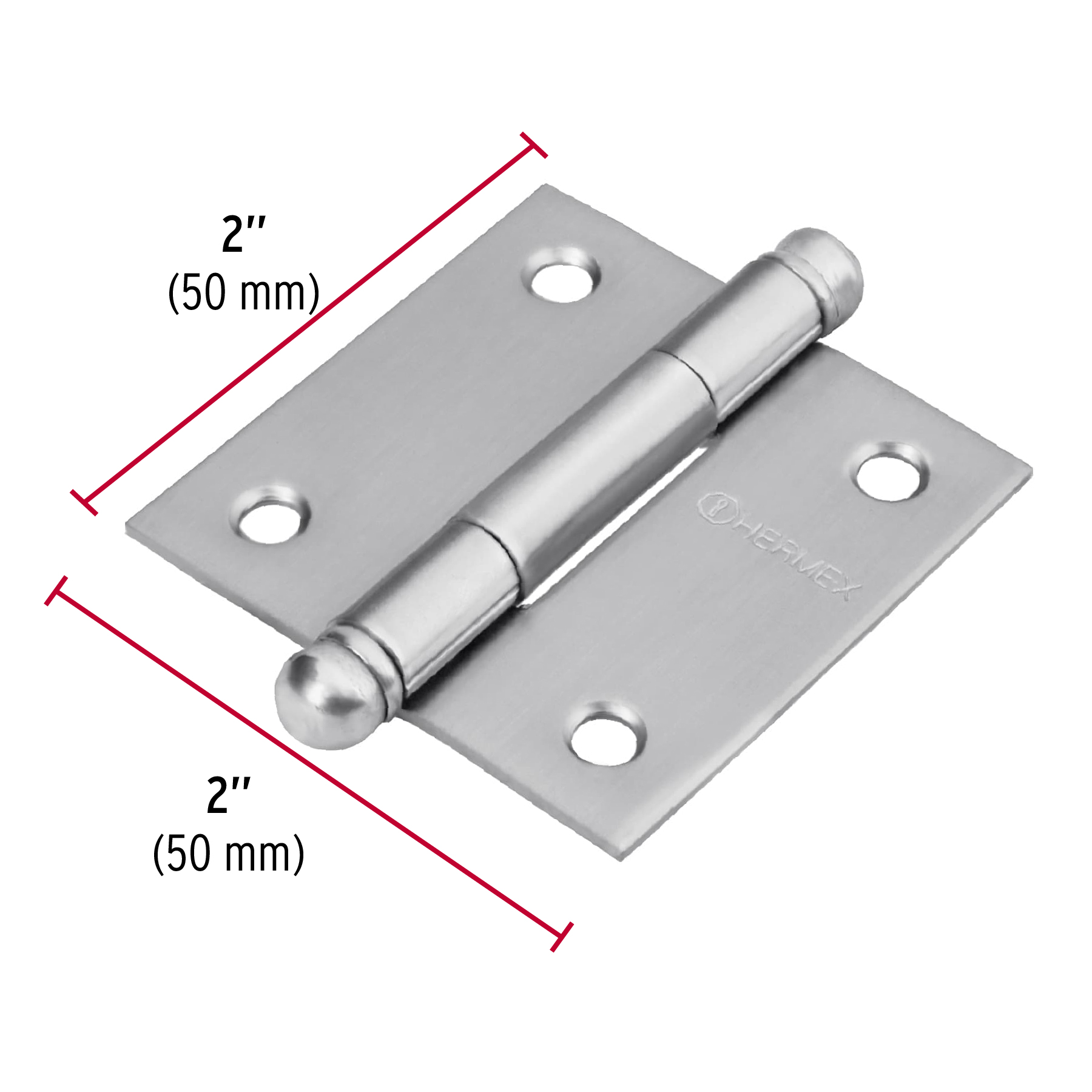 Bisagra cuadrada 2', acero inoxidable, redonda - BC-204R / 43220