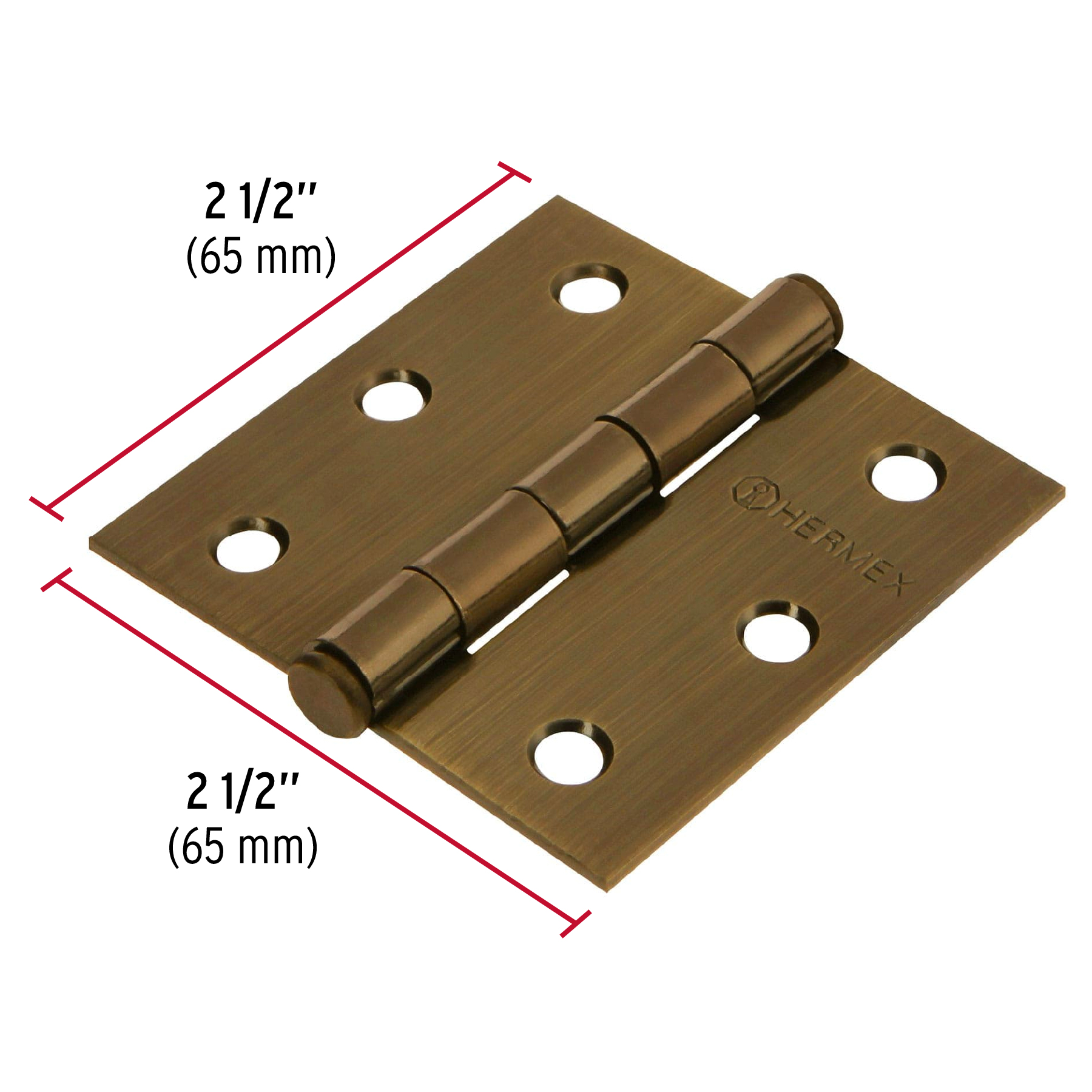 Bisagra cuadrada 2-1/2', acero latonado antiguo, plana - BC-252P / 43250