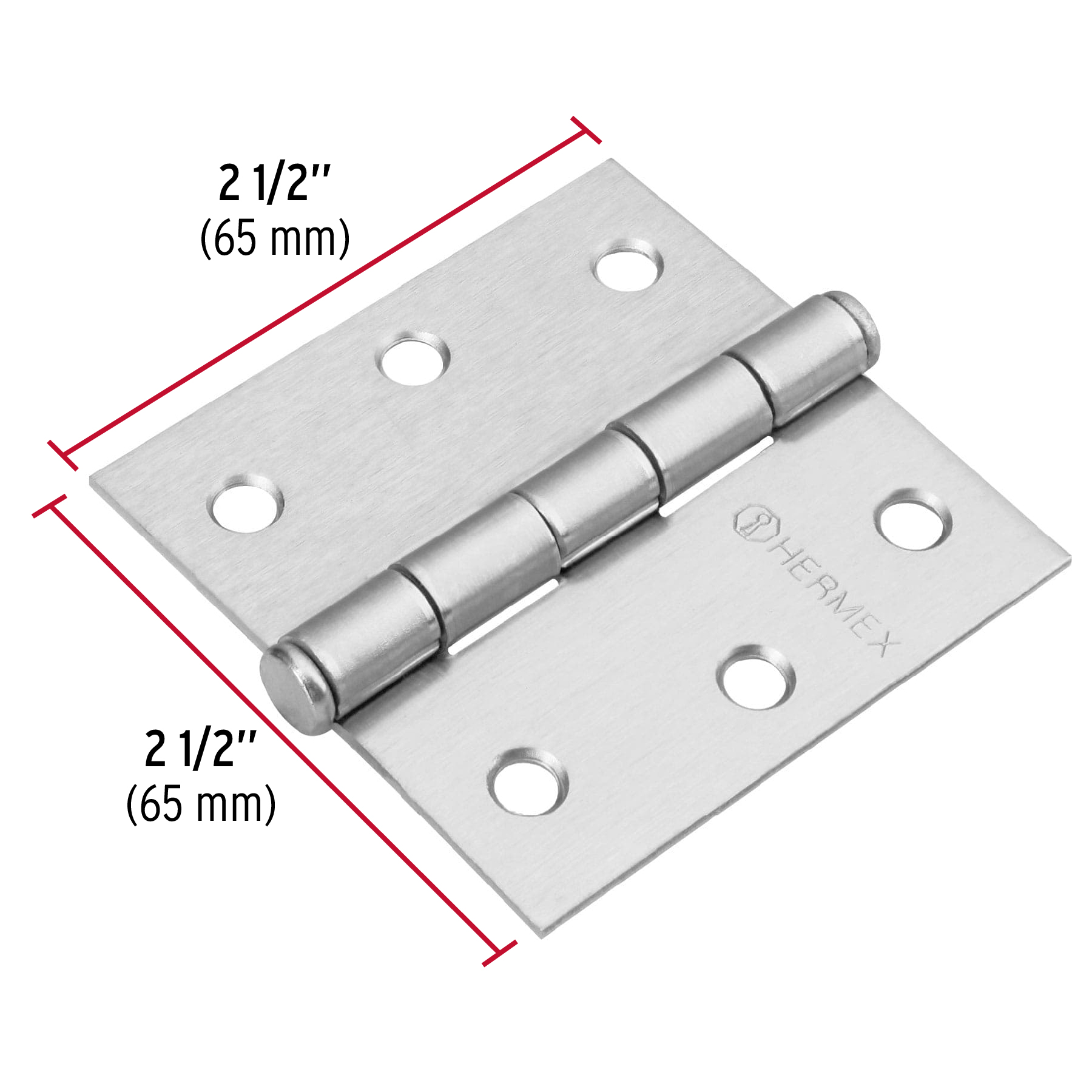 Bisagra cuadrada 2-1/2', acero cromo mate, plana - BC-253P / 43260