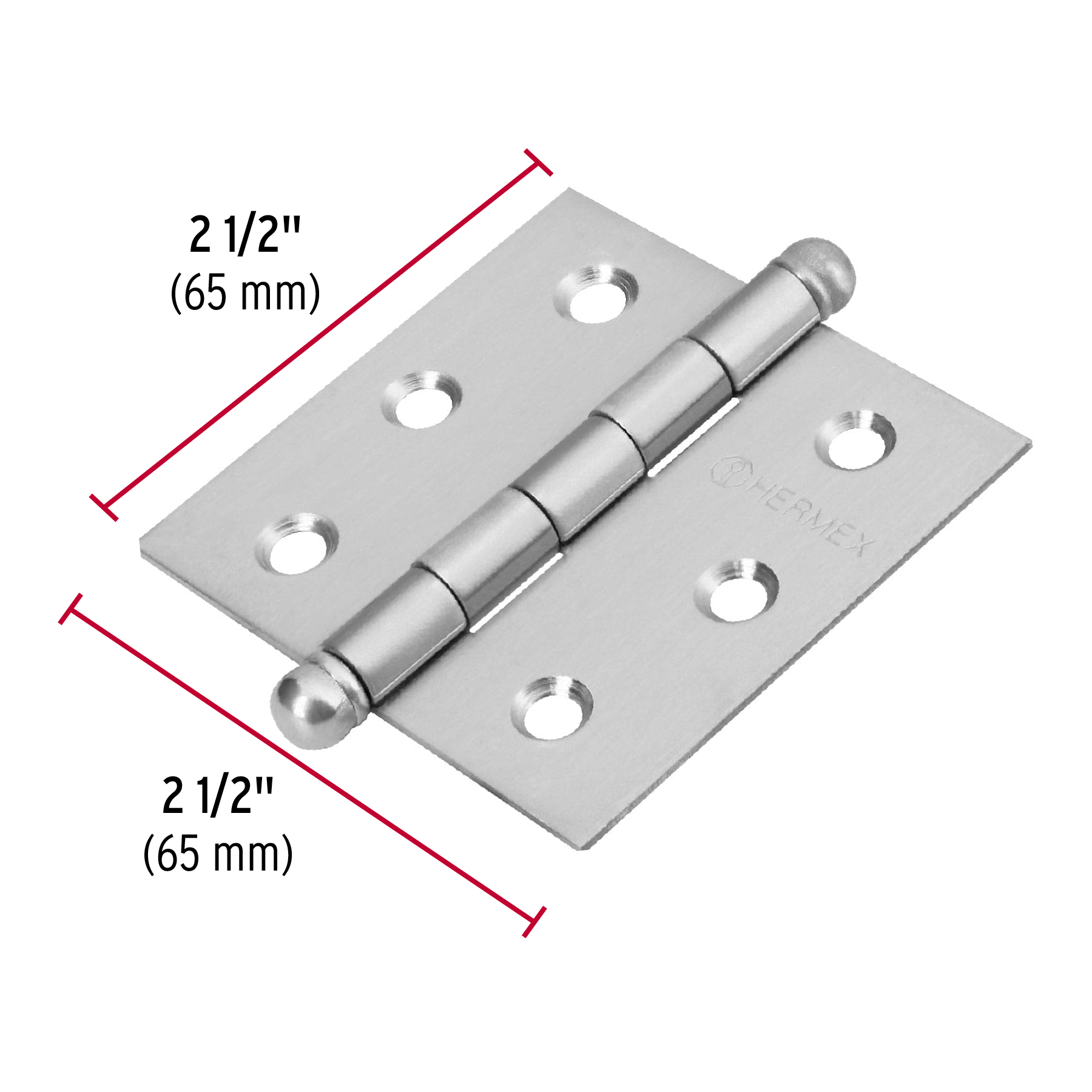 Bisagra cuadrada 2-1/2', acero inoxidable, redonda - BC-254R / 43221