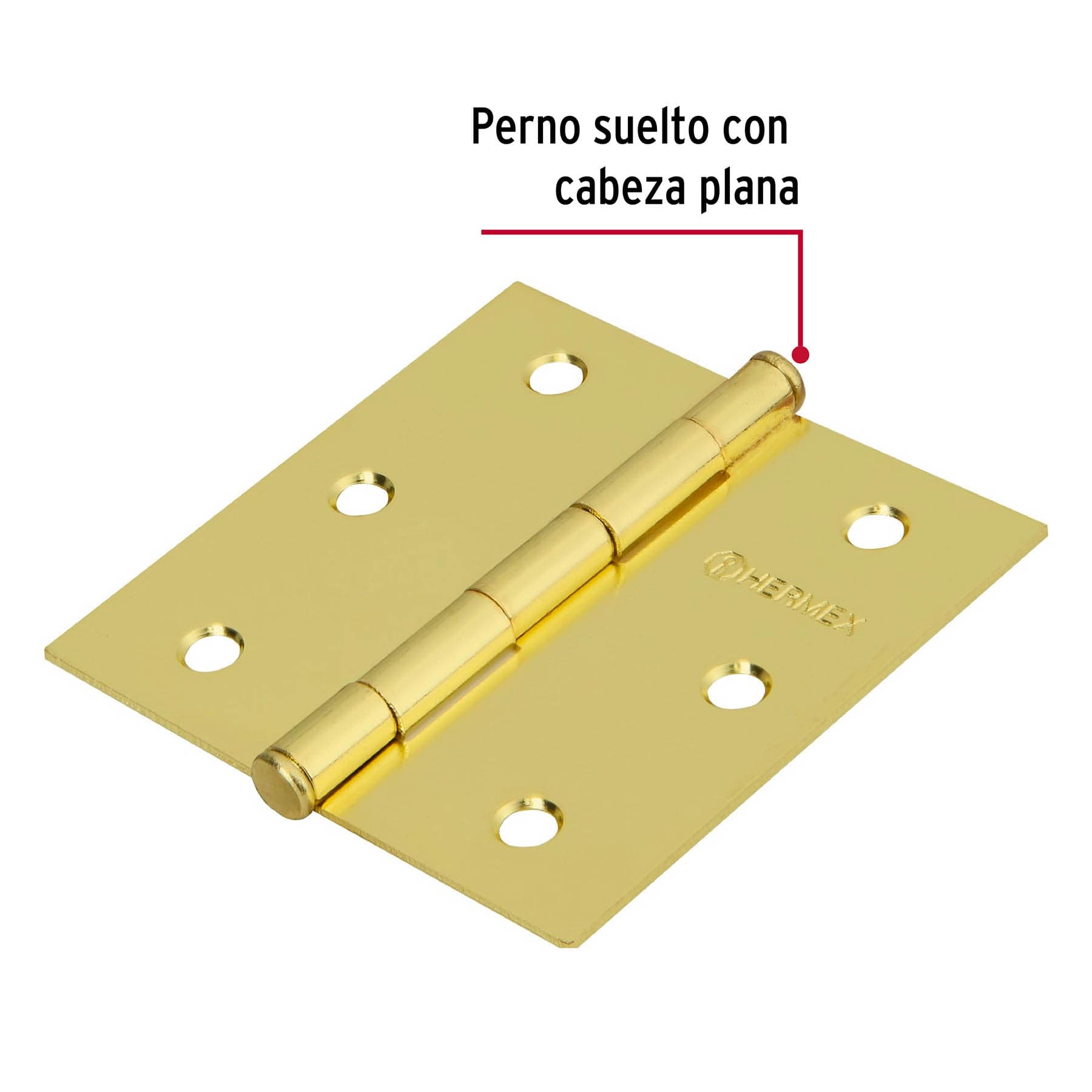 Bisagra cuadrada 3', acero latonado, plana, Hermex Basic - BC-301PP / 28800
