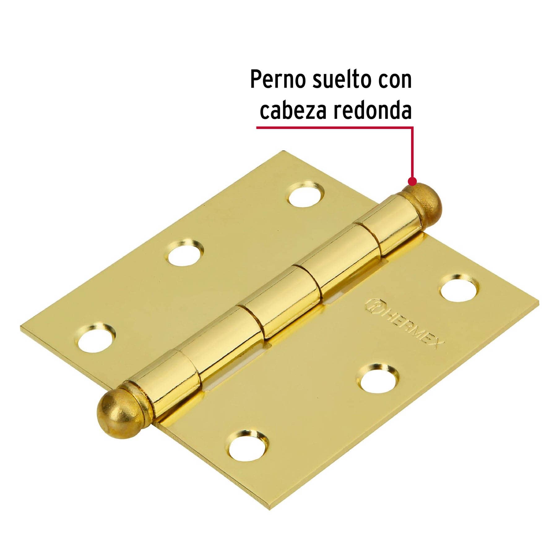 Bisagra cuadrada 3', acero latonado, redonda - BC-301R / 43232