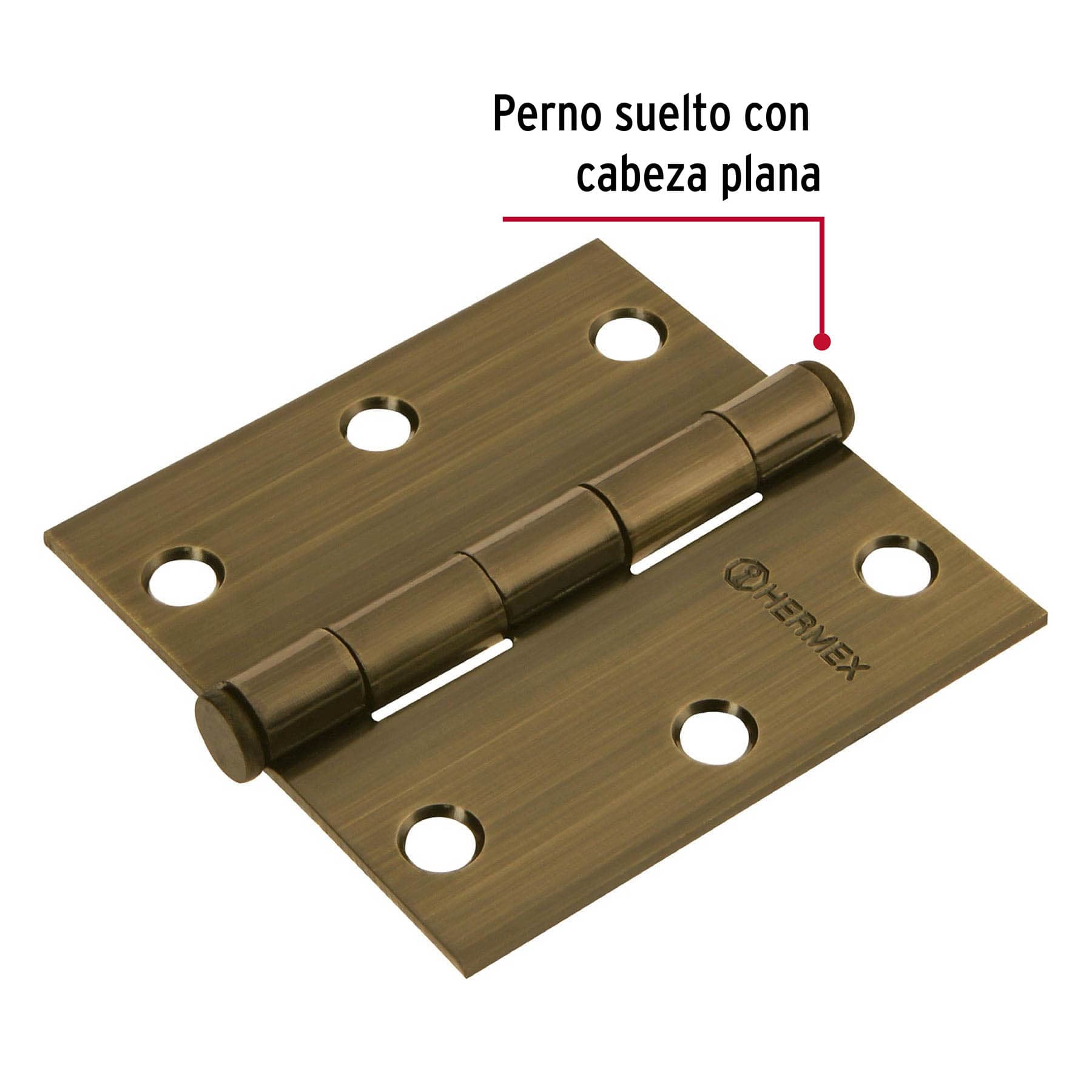 Bisagra cuadrada 3', acero latonado antiguo, plana - BC-302P / 43251