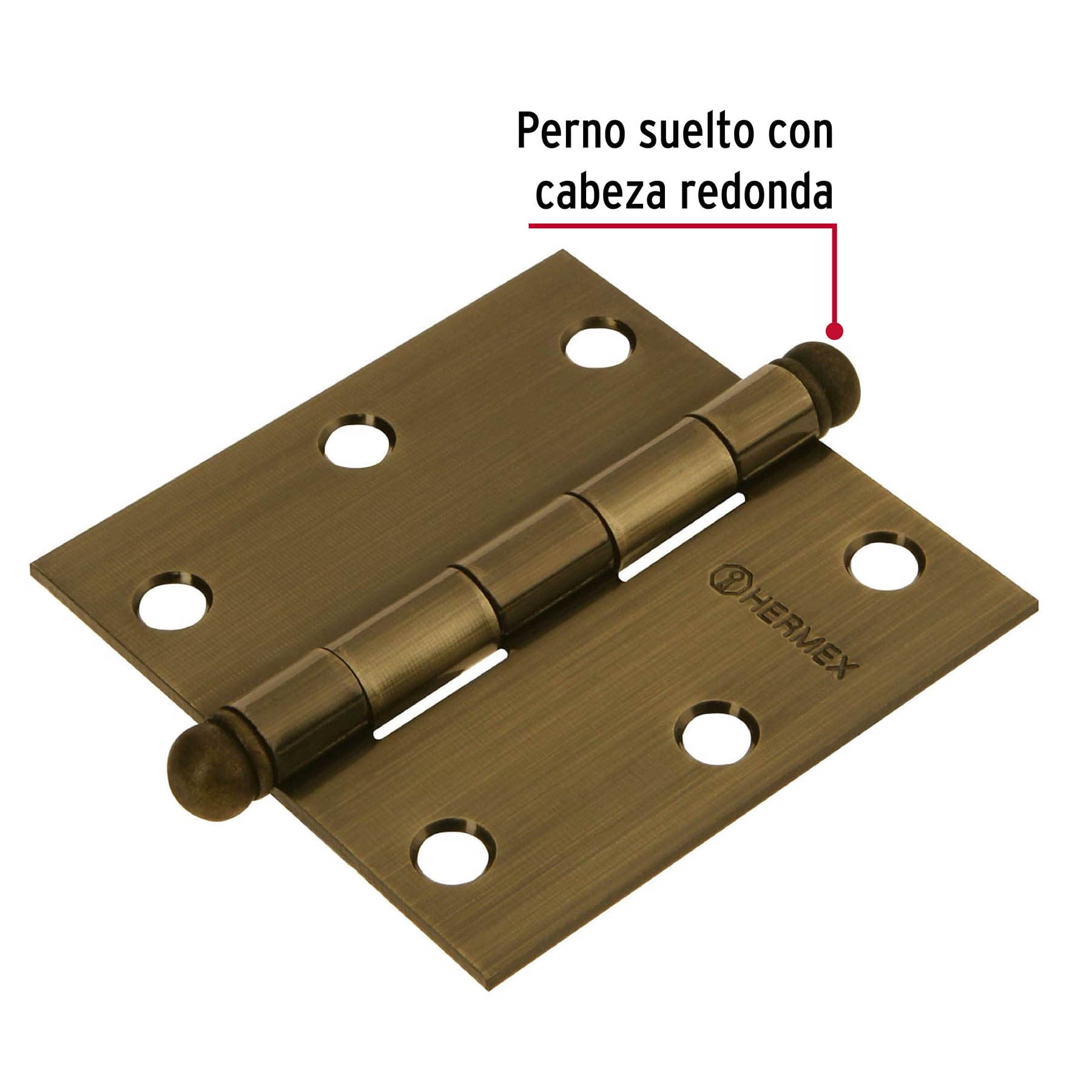 Bisagra cuadrada 3', acero latonado antiguo, redonda - BC-302R / 43246