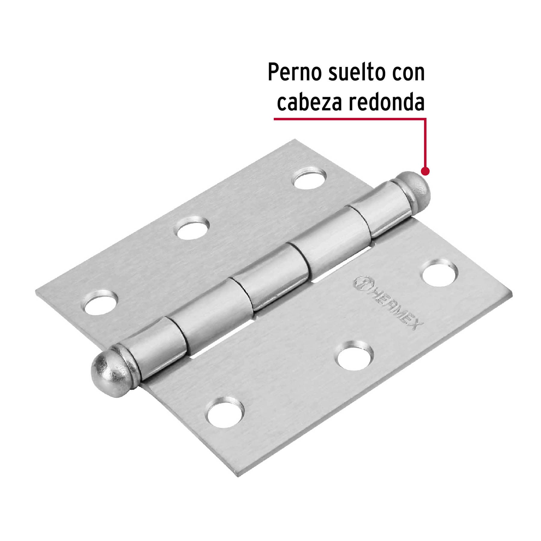 Bisagra cuadrada 3', acero cromo mate, redonda - BC-303R / 43256