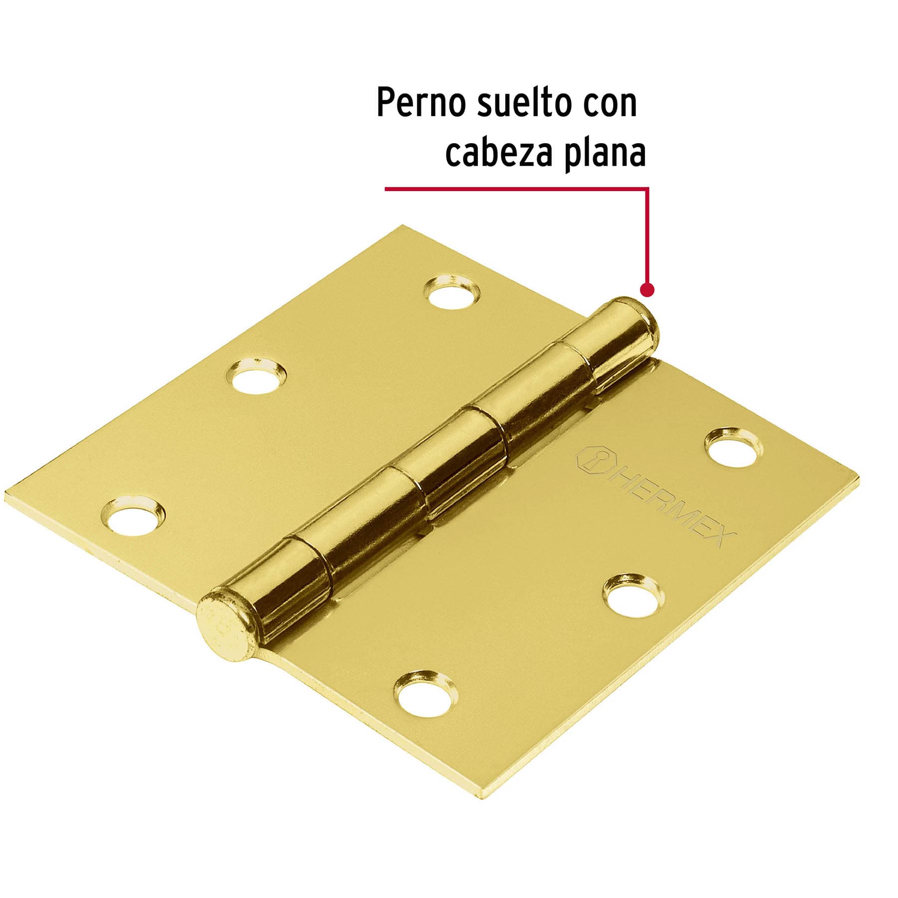 Bisagra cuadrada 3-1/2', acero latonado, plana - BC-351P / 43238
