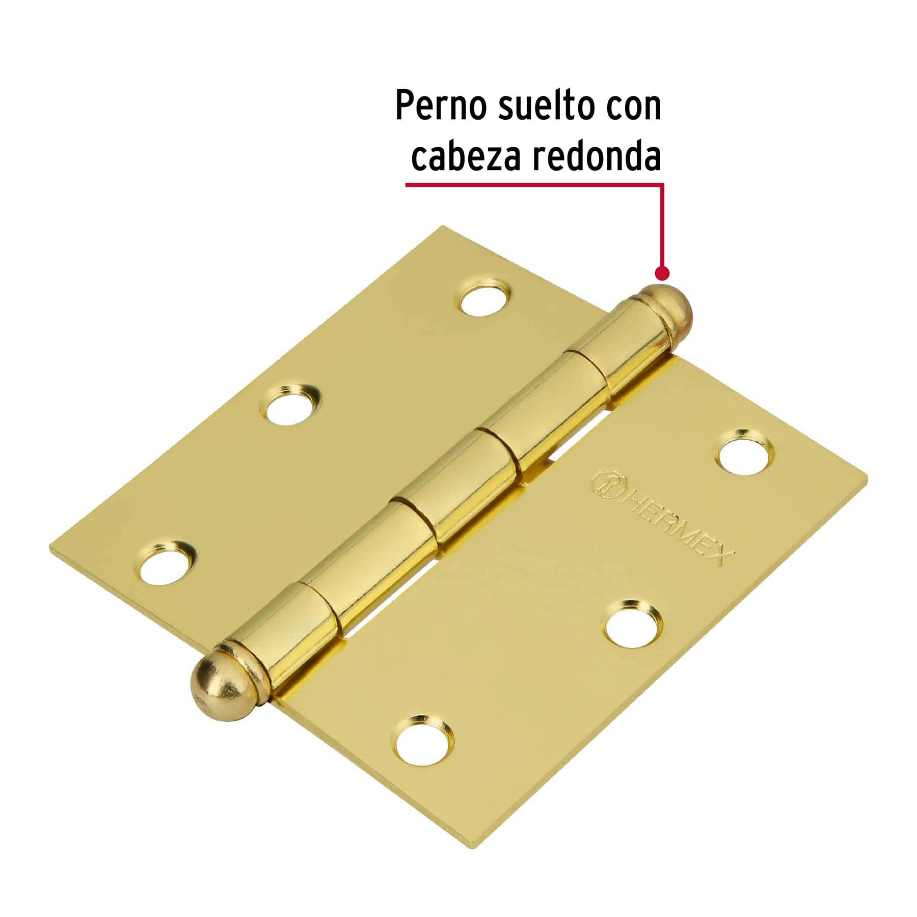 Bisagra cuadrada 3-1/2', acero latonado, redonda - BC-351R / 43233