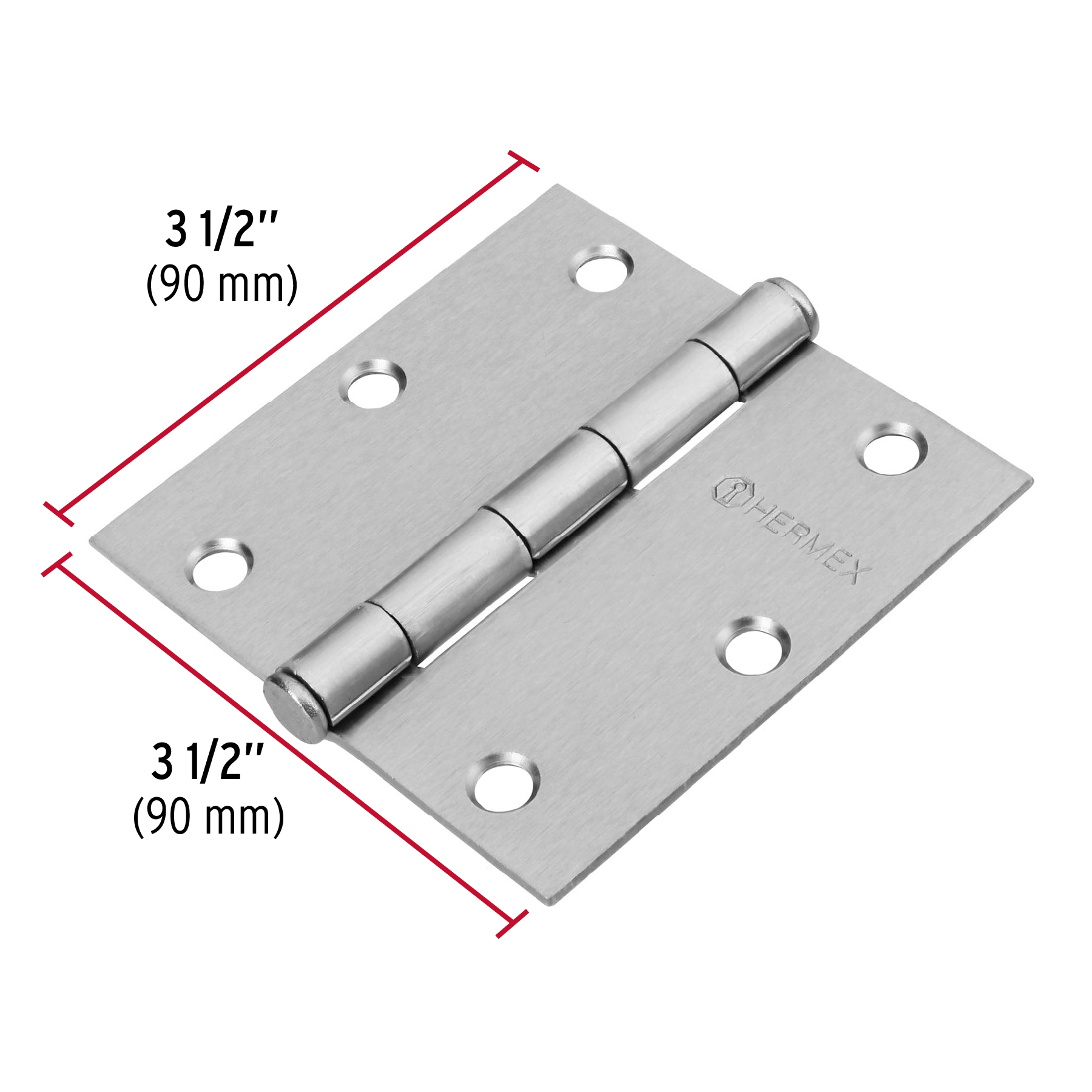 Bisagra cuadrada 3-1/2', acero cromo mate, plana - BC-353P / 43262