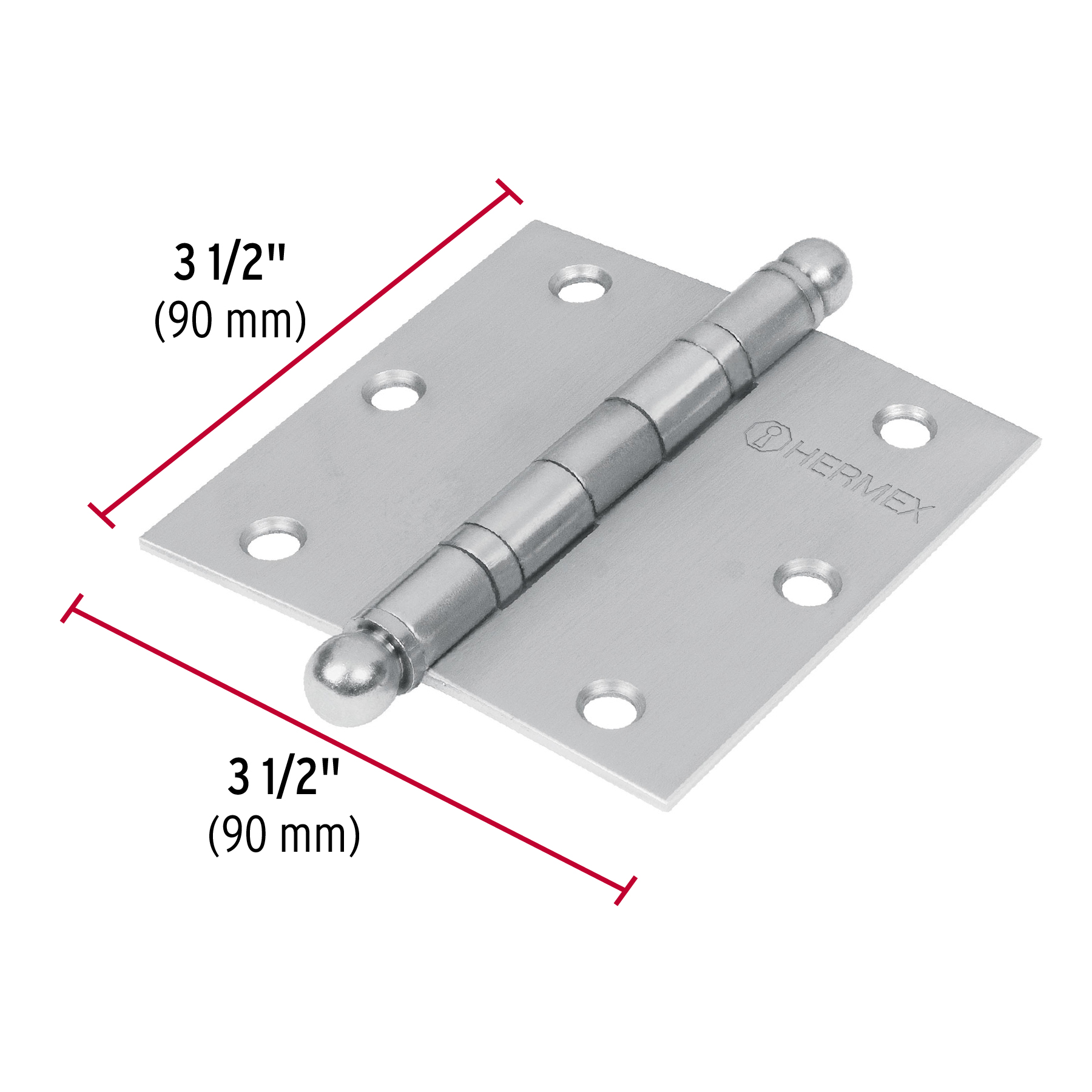 Bisagra cuadrada 3-1/2', acero inoxidable, redonda - BC-354R / 43223
