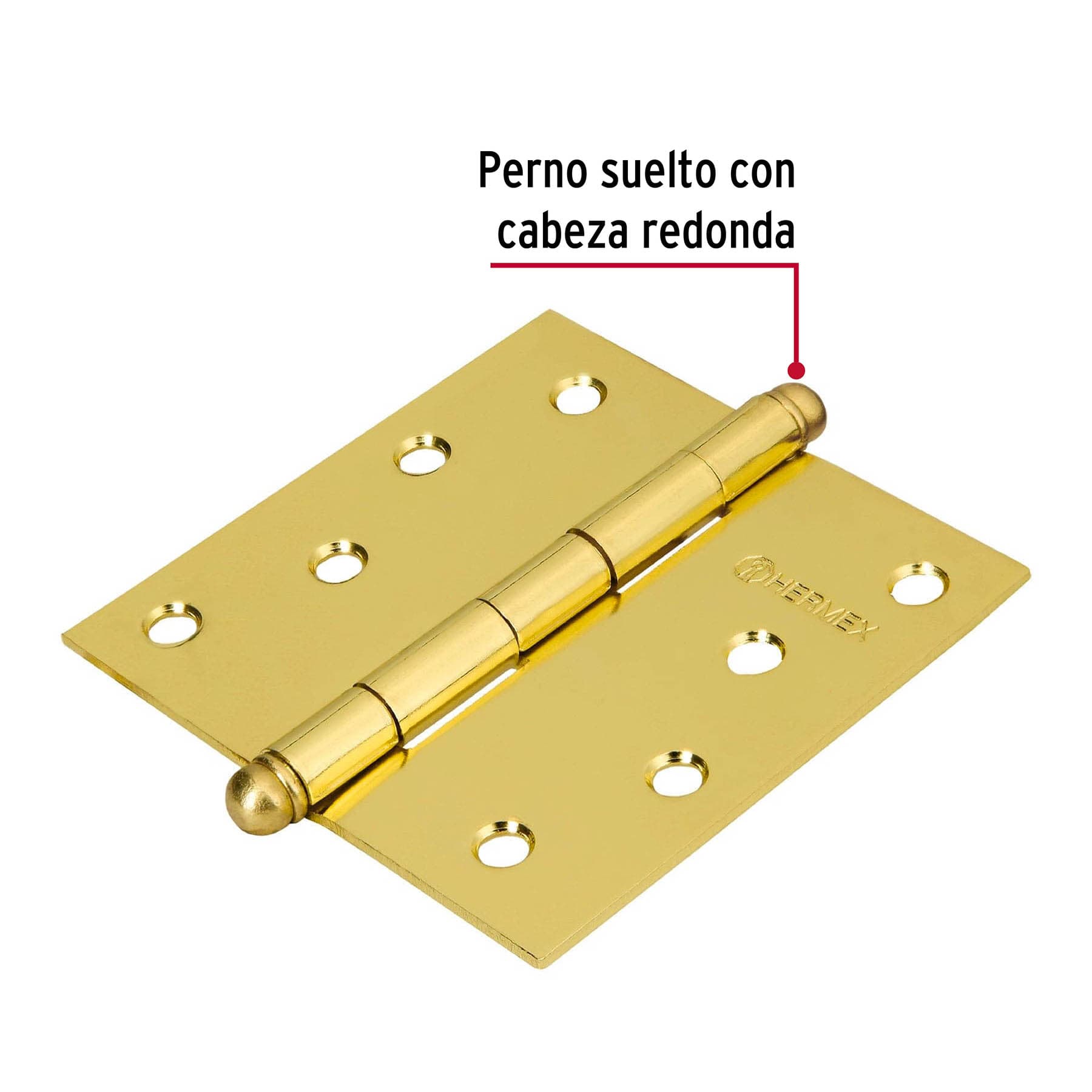 Bisagra cuadrada 4', acero latonado, redonda - BC-401R / 43234
