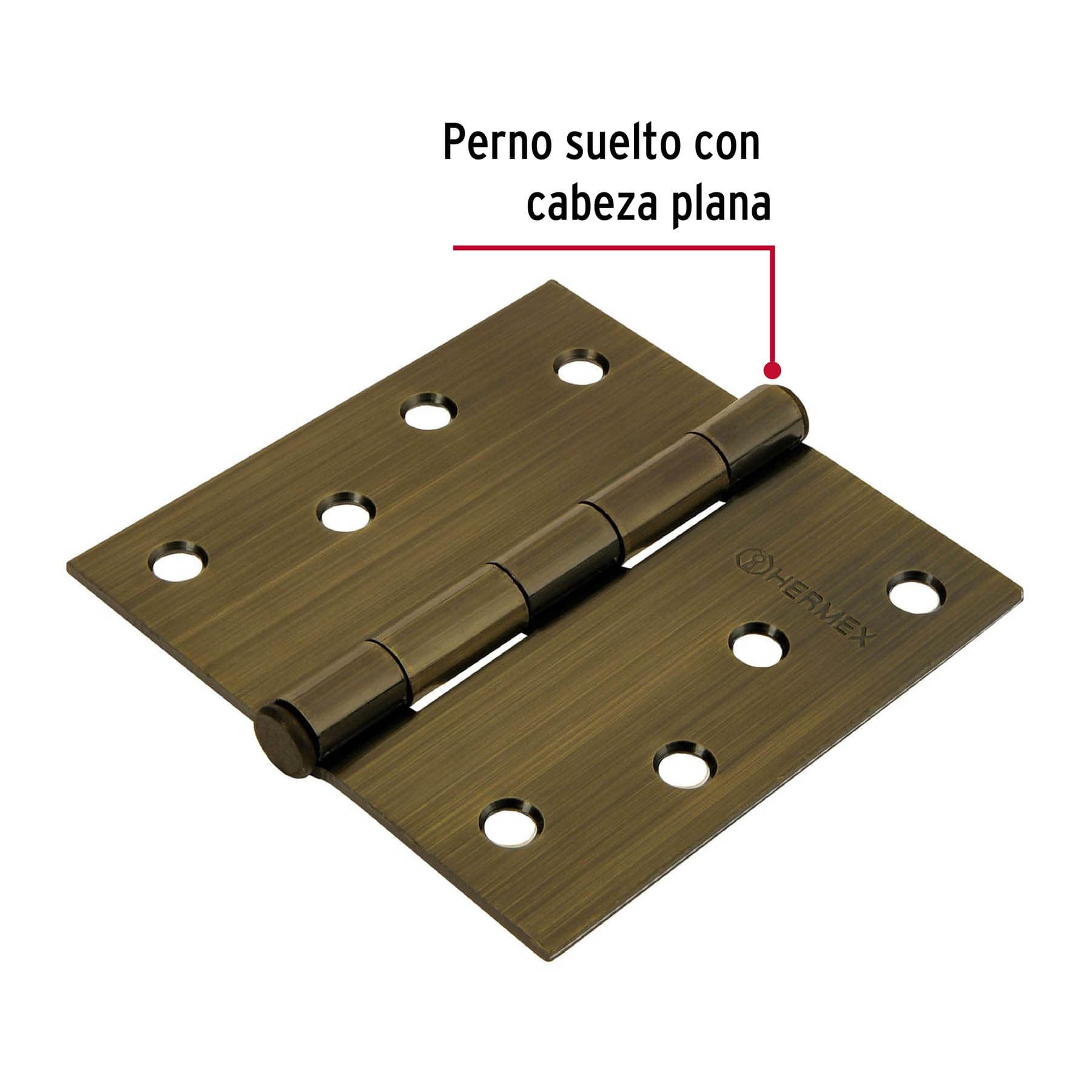 Bisagra cuadrada 4', acero latonado antiguo, plana - BC-402P / 43253