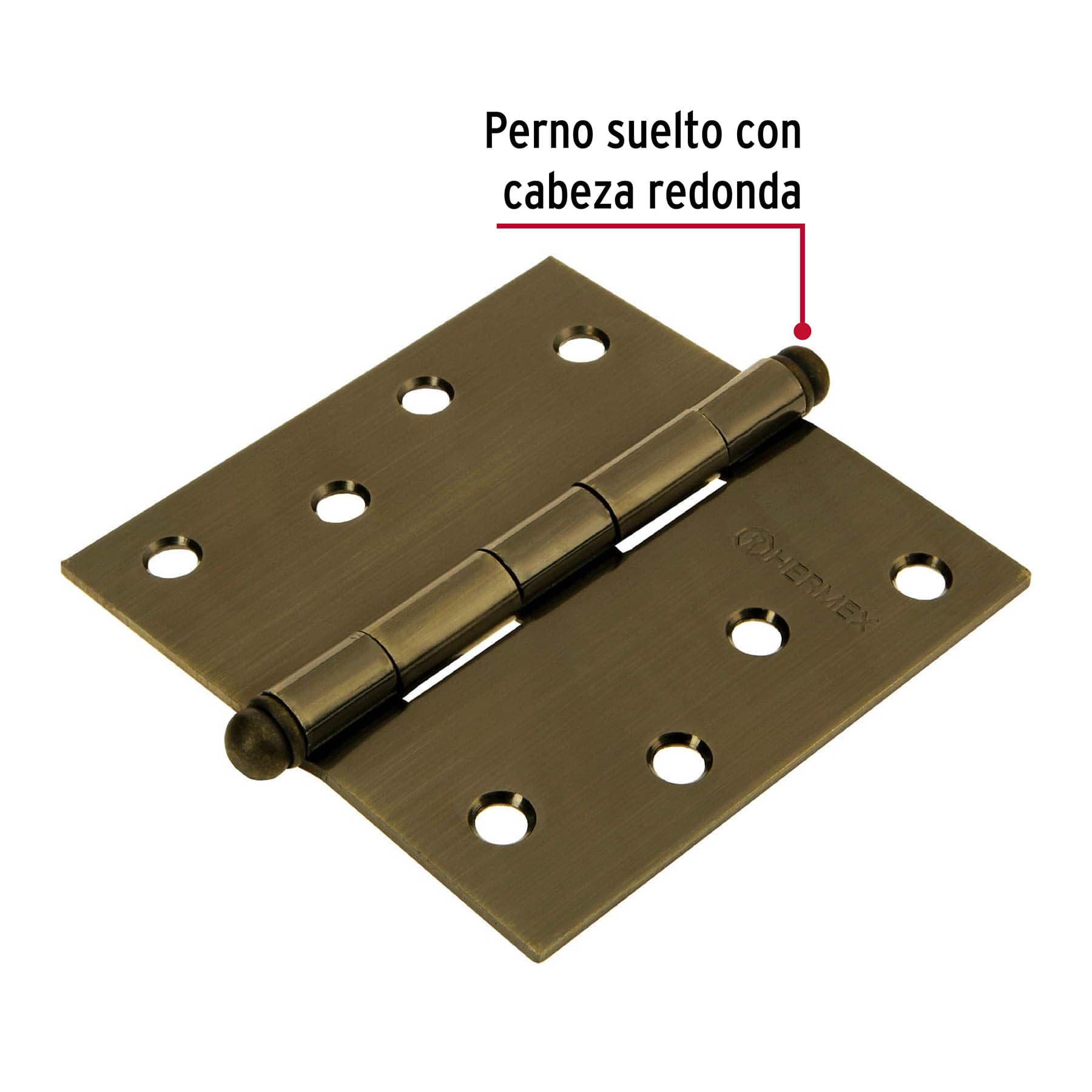 Bisagra cuadrada 4', acero latonado antiguo, redonda - BC-402R / 43248