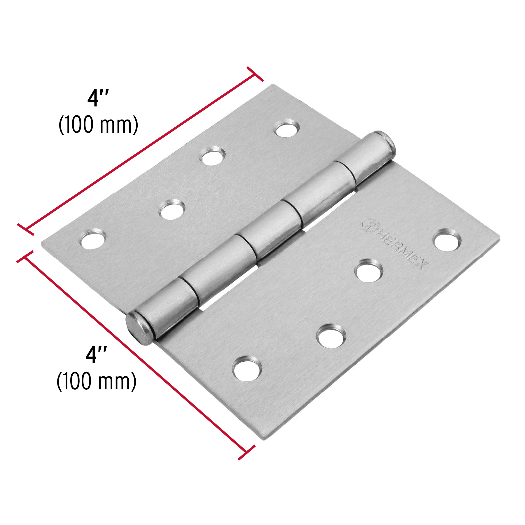 Bisagra cuadrada 4', acero cromo mate, plana - BC-403P / 43263