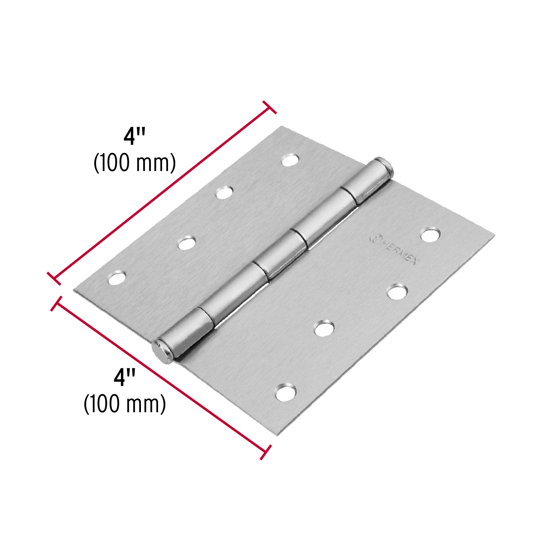 Bisagra cuadrada 4', acero cromo mate, plana, Hermex Basic - BC-403PP / 23689