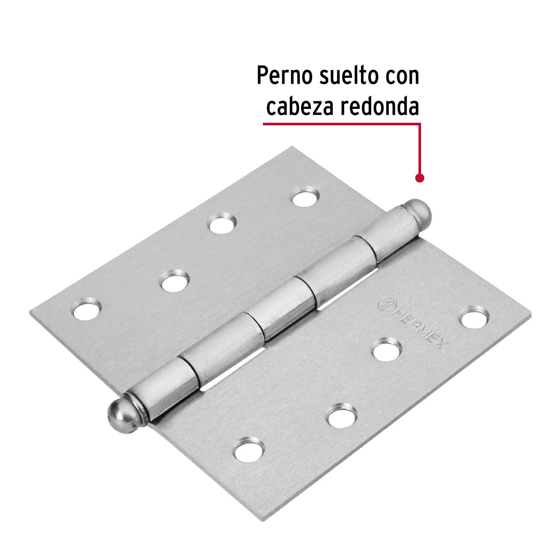 Bisagra cuadrada 4', acero cromo mate, redonda - BC-403R / 43258