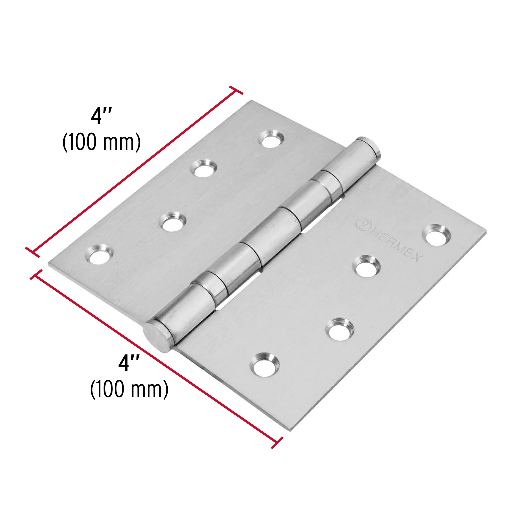 Bisagra cuadrada 4', acero inoxidable, plana - BC-404P / 43229